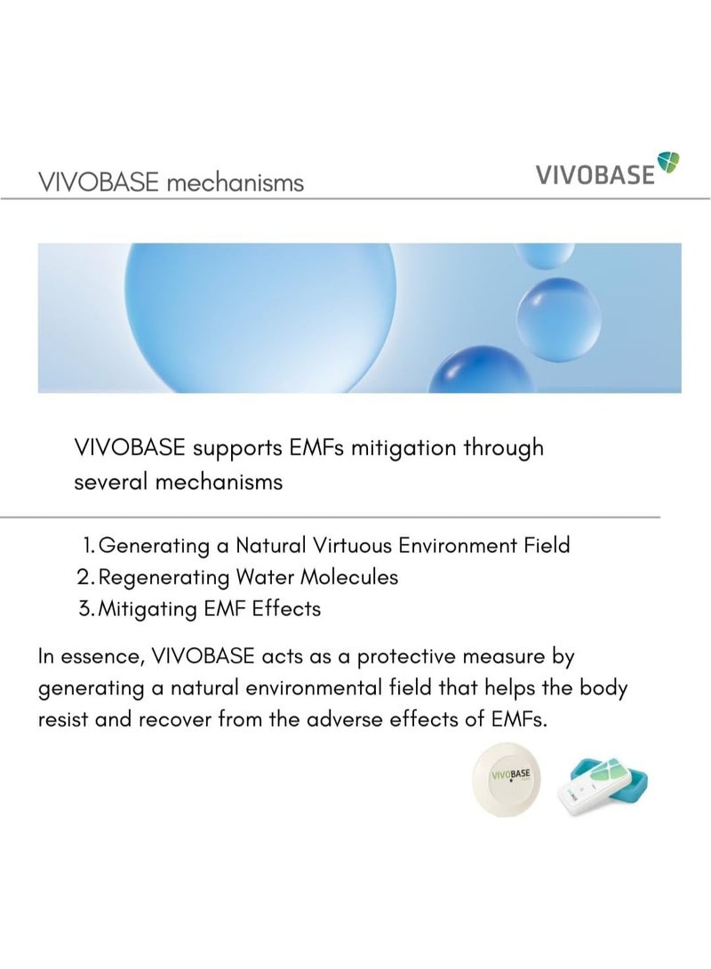 فيفوباس جهاز VIVOBASE MOVE للحماية من المجالات الكهرومغناطيسية أثناء التنقل - مثالي للجيب أو الحقيبة أو الحقيبة المدرسية، نصف قطره 4 أمتار، عمر بطارية يصل إلى 14 يومًا، صنع في ألمانيا - Image 3